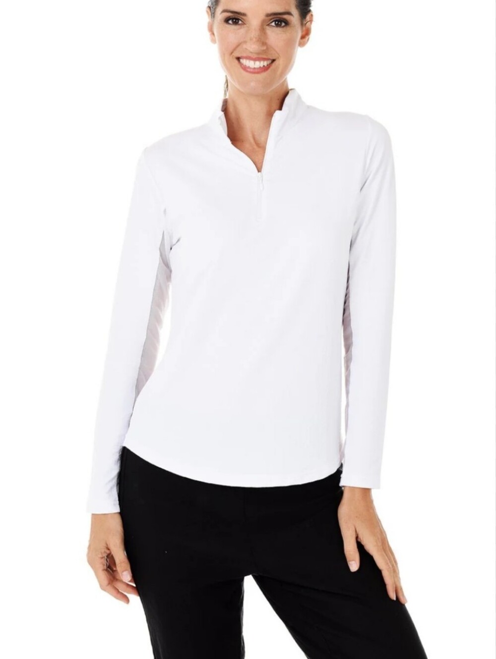 90 Degree By Reflex White Long-Sleeve Quarter-Zip Top